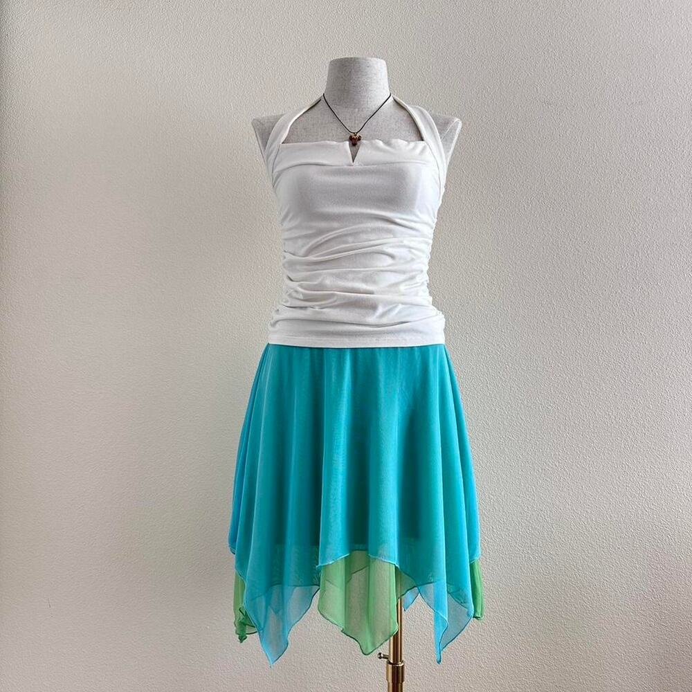 blue green mesh fairy mini skirt